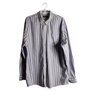 Denver Hayes Men's Lavender Striped Button-Down Slim-Fit Shirt
